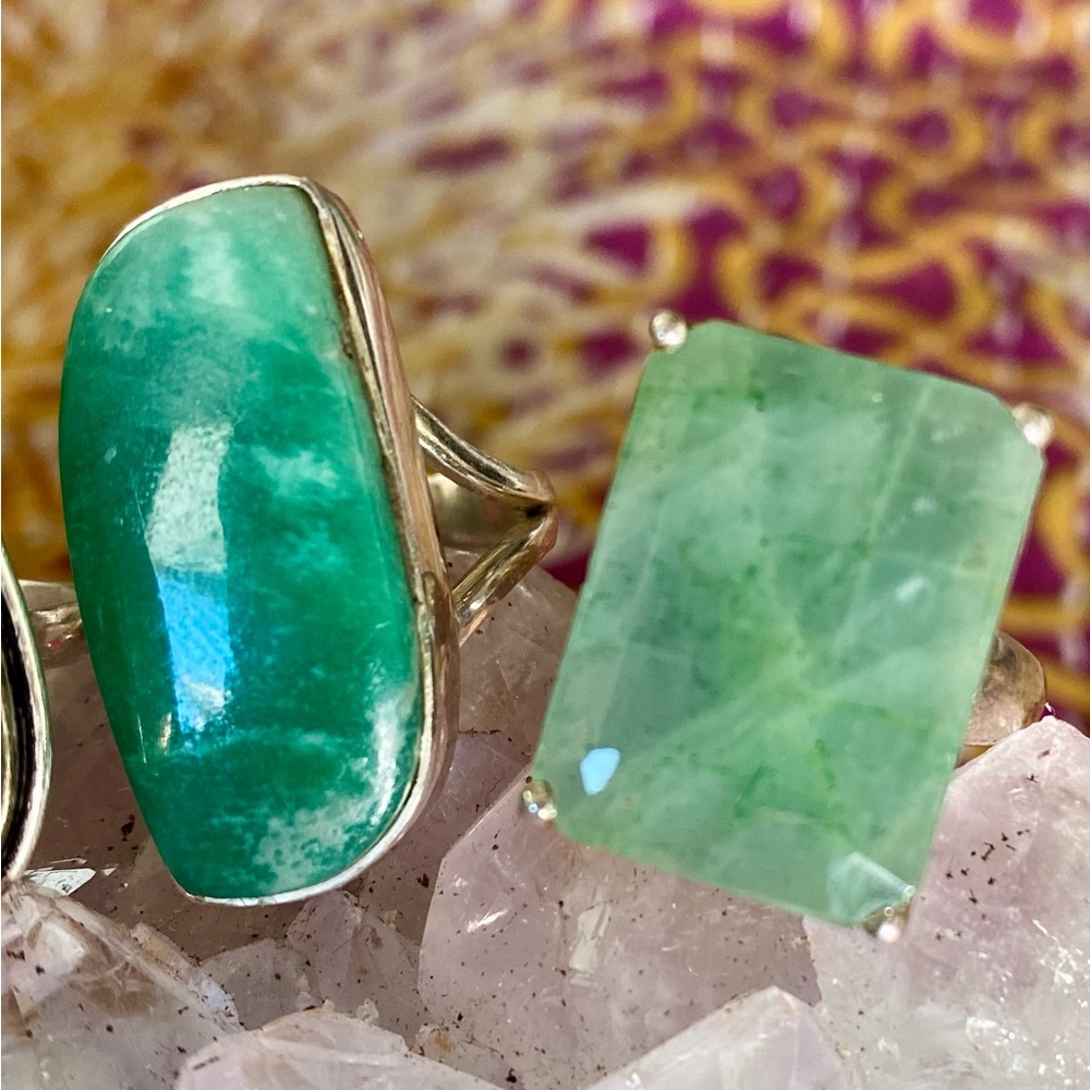 Elegant Multi-Stone Silver Ring Set - image 5